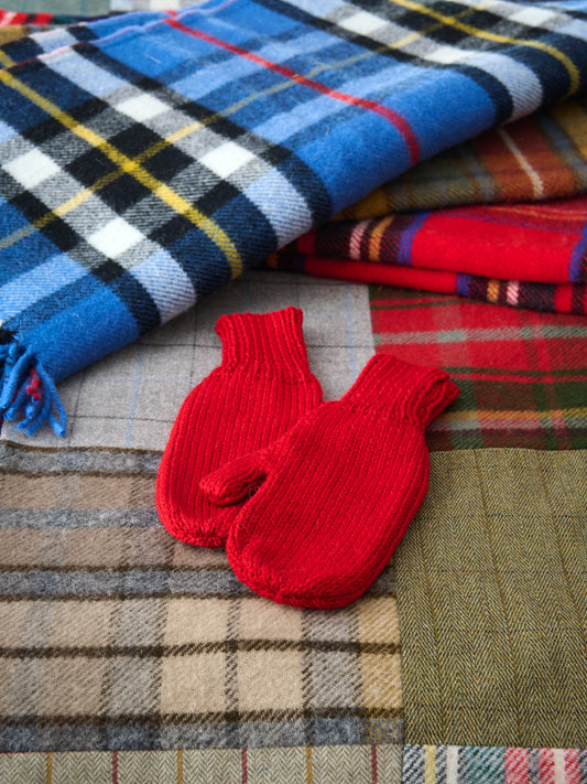 Hand Knit Christmas Red Mittens Weston Table