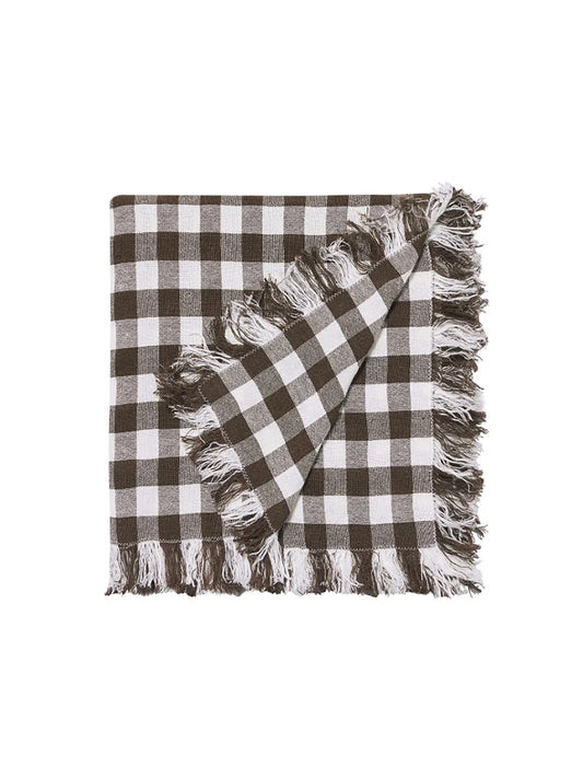 Handloomed Chocolate Gingham Linen Throw Weston Table