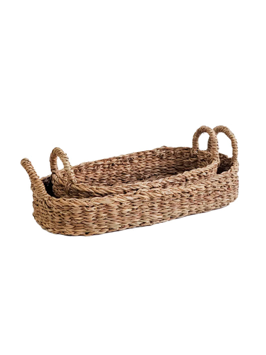 Handwoven Bread Basket with Natural Handle Set Weston Table
