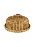 Handwoven Wicker Dome and Plate with Leather Handle Medium Weston Table