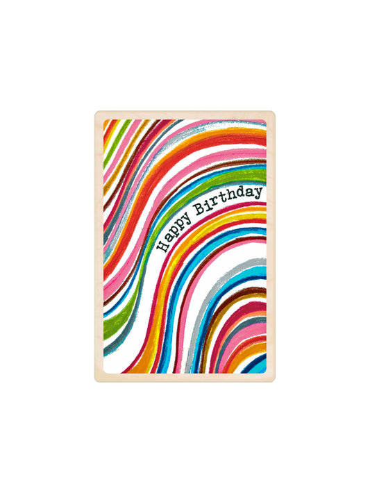 Happy Birthday Swirl Wooden Postcard Weston Table