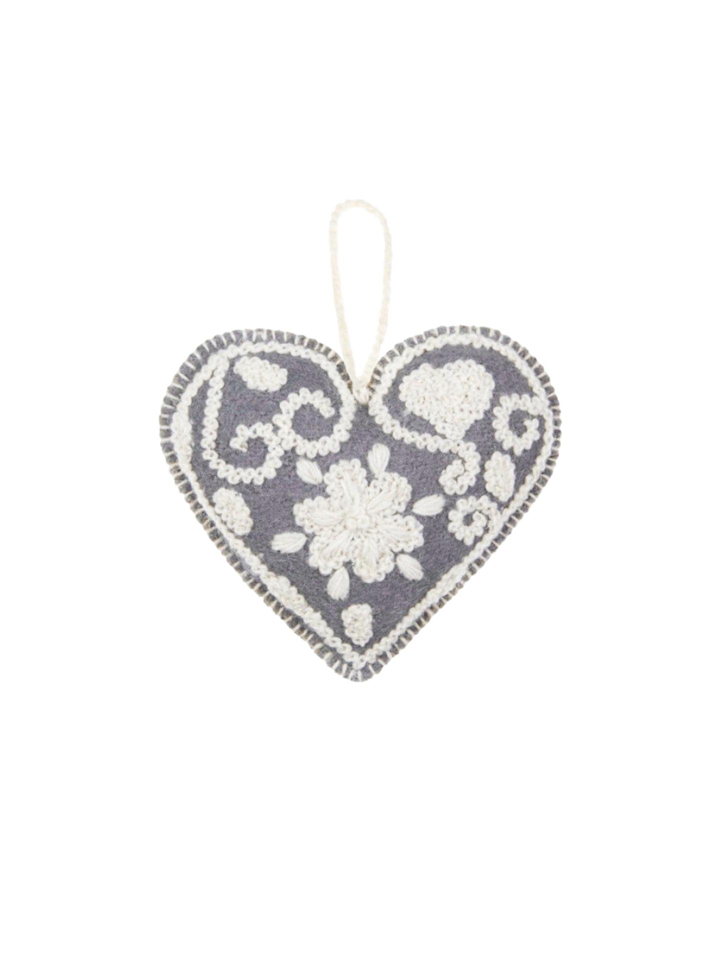 Heart Wool Felt Ornaments Grey Weston Table