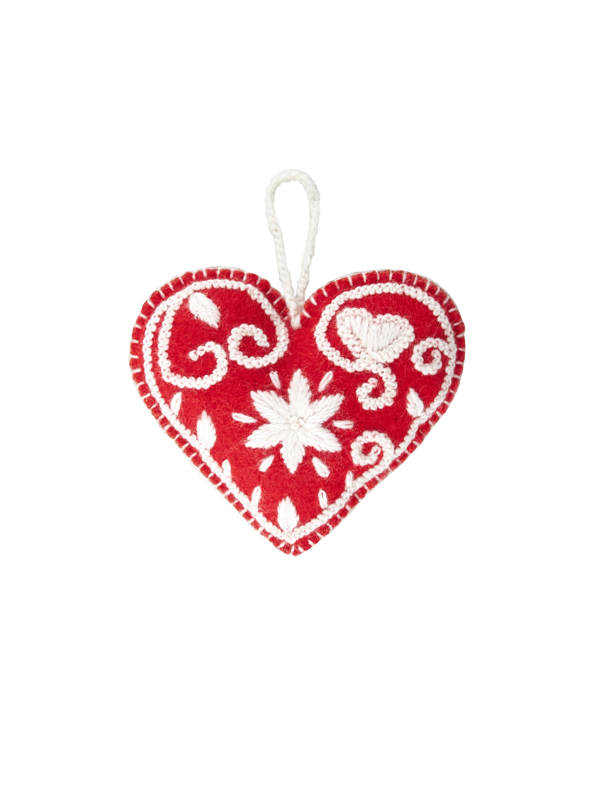 Heart Wool Felt Ornaments Red Star Weston Table