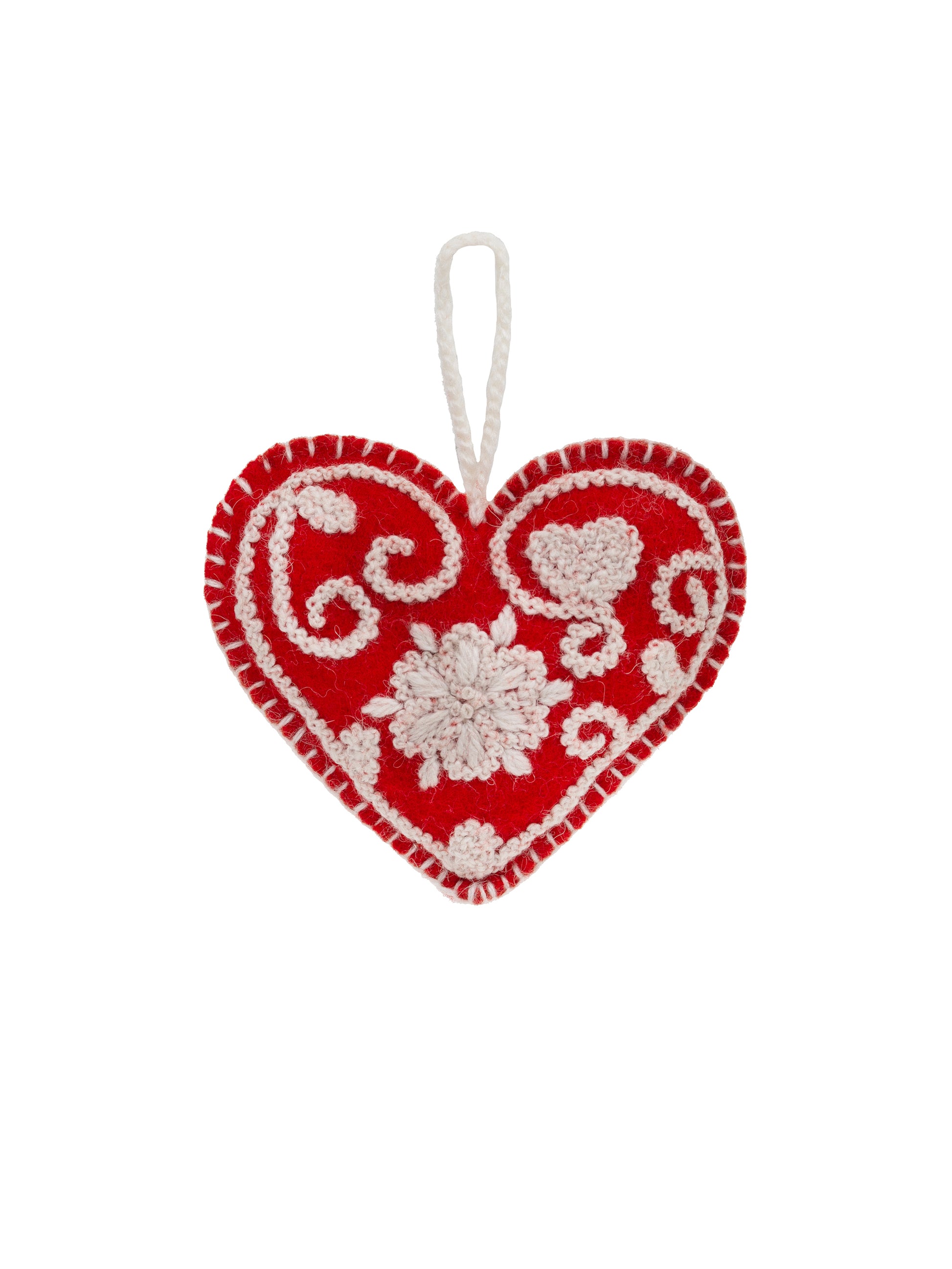 Heart Wool Felt Ornaments Red Weston Table