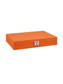 Hector Saxe Orange Leather Backgammon Weston Table