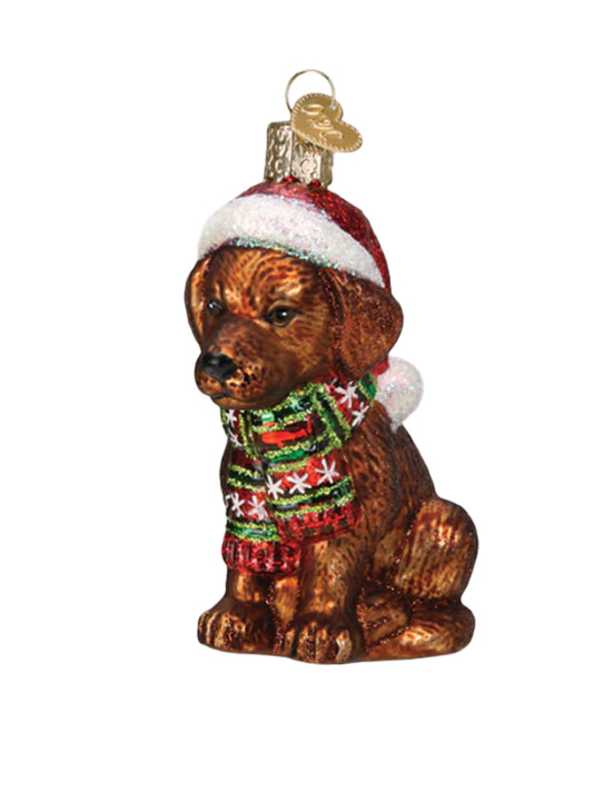 Holiday Chocolate Lab  Puppy Ornament Weston Table
