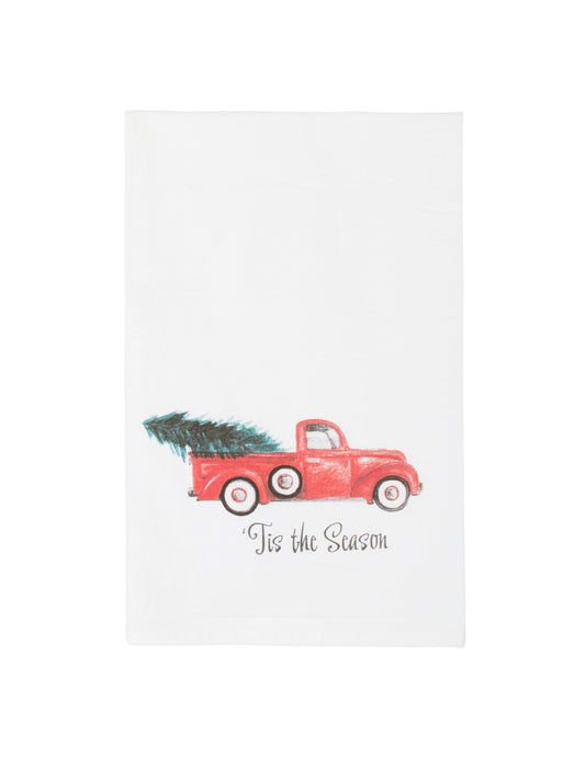 Holiday Flour Sack Towels Red Truck and Tree Weston Table