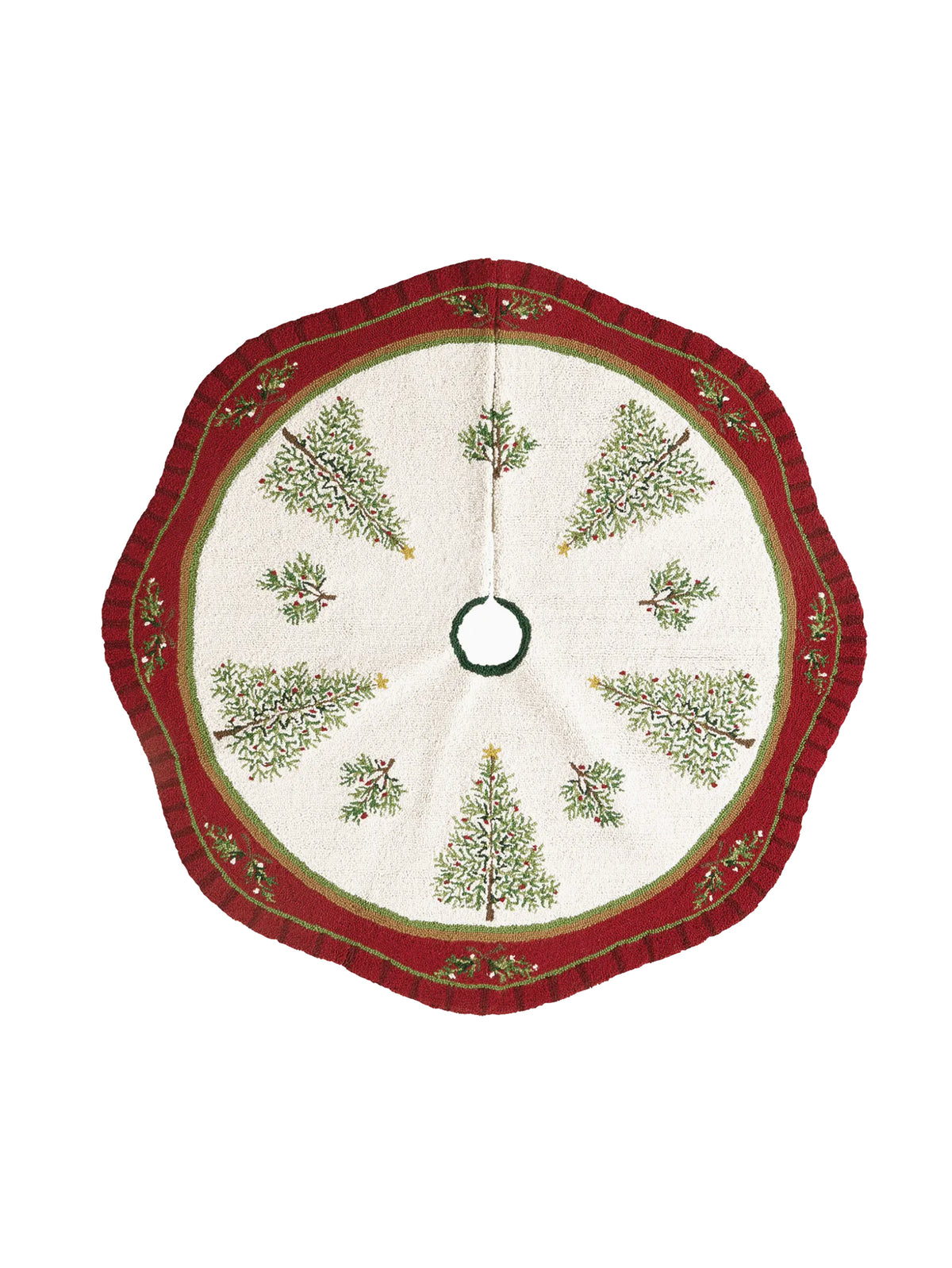 Holiday Pine Wool Hook Tree Skirt Weston Table