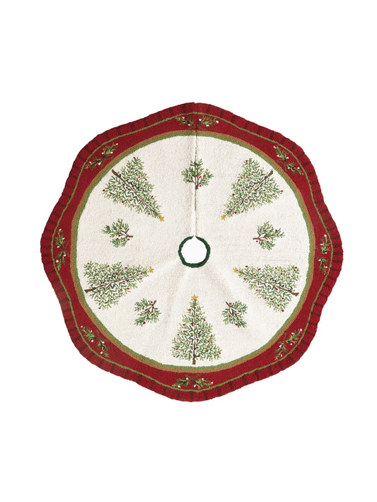 Holiday Pine Wool Hook Tree Skirt Weston Table
