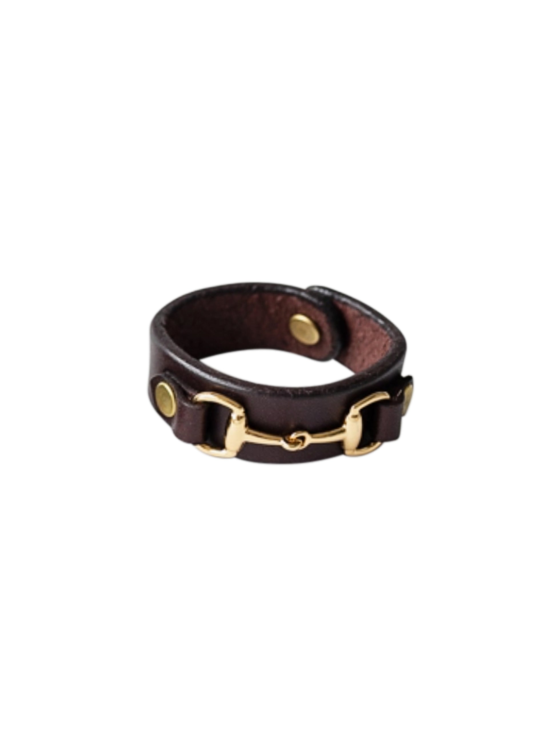 Horse Bit Leather and Brass Napkin Rings Brown Weston Table