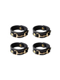 Horse Bit Leather and Brass Napkin Rings Set of Four Black Weston Table