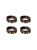 Horse Bit Leather and Brass Napkin Rings Set of Four Brown Weston Table