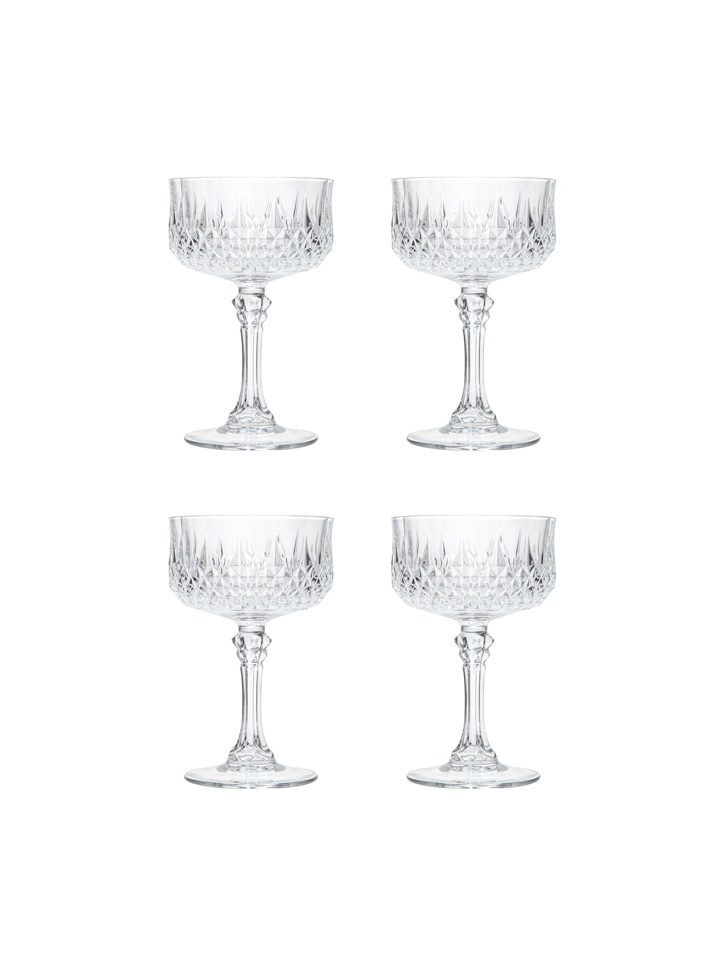 Vintage Cristal D'Arques Longchamp Champagne Coupes Glasses