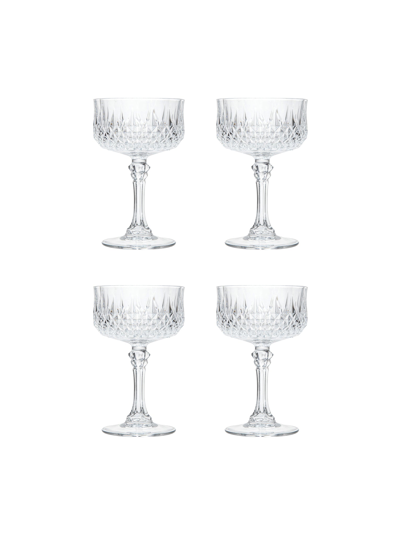 Vintage Cristal D'Arques Longchamp Champagne Coupes Glasses
