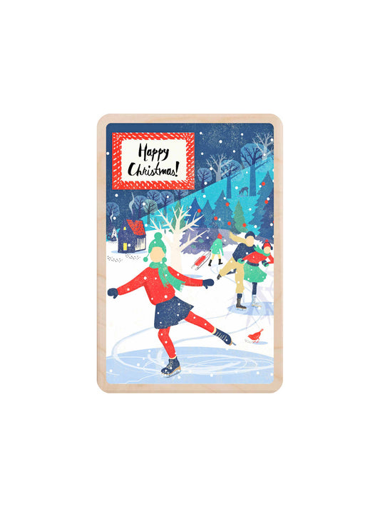 Ice Skating Wooden Postcard Weston Table