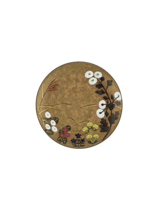 Japanese Ceramic Gold Mamezara Plate Floral Weston Table