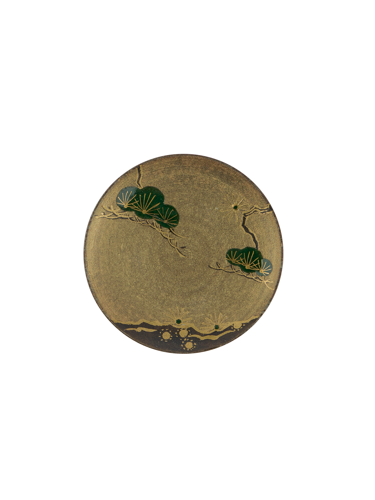 Japanese Ceramic Gold Botanical Mamezara Plate Gingko Weston Table
