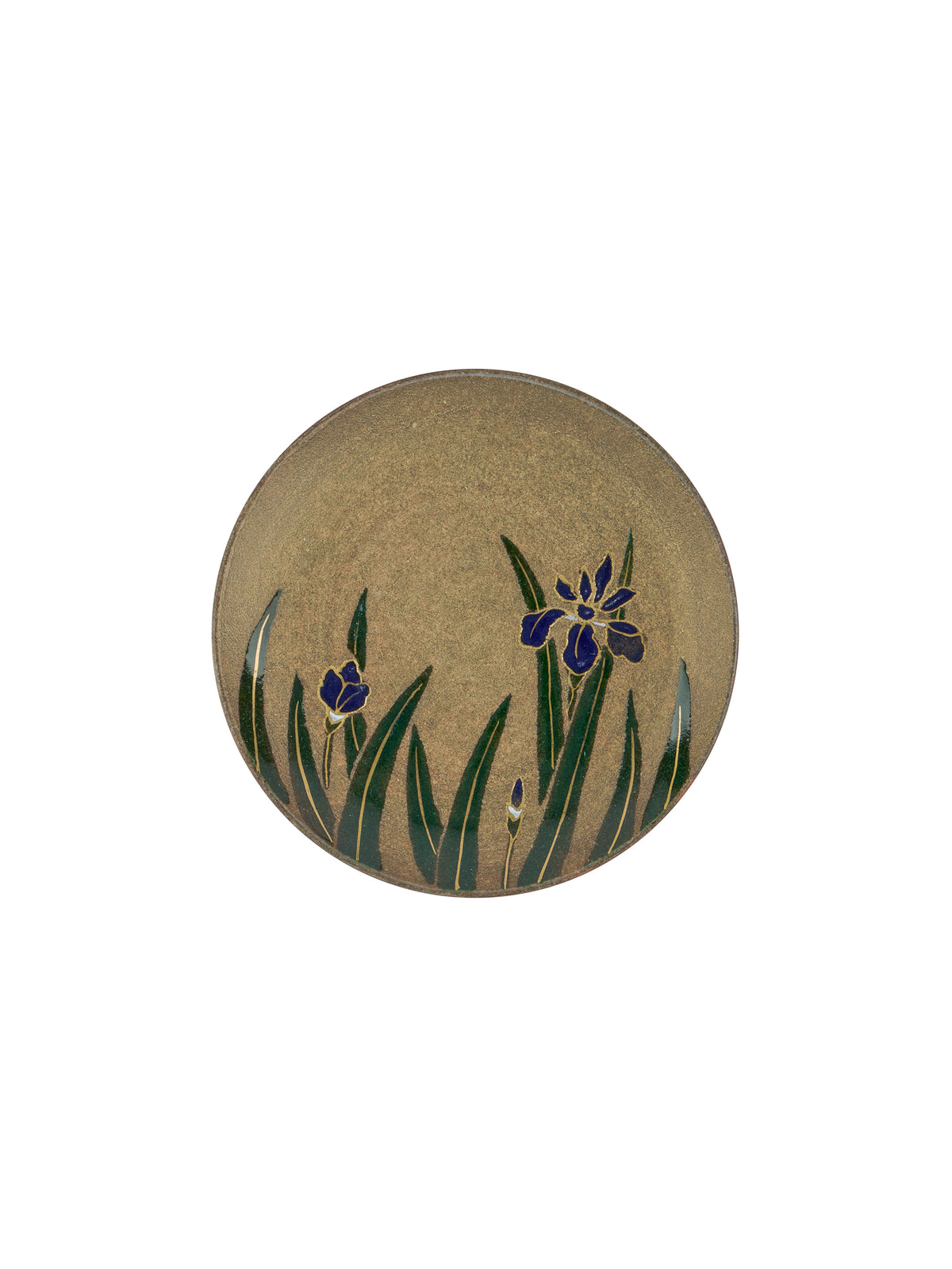 Japanese Ceramic Gold Botanical Mamezara Plate Iris Weston Table
