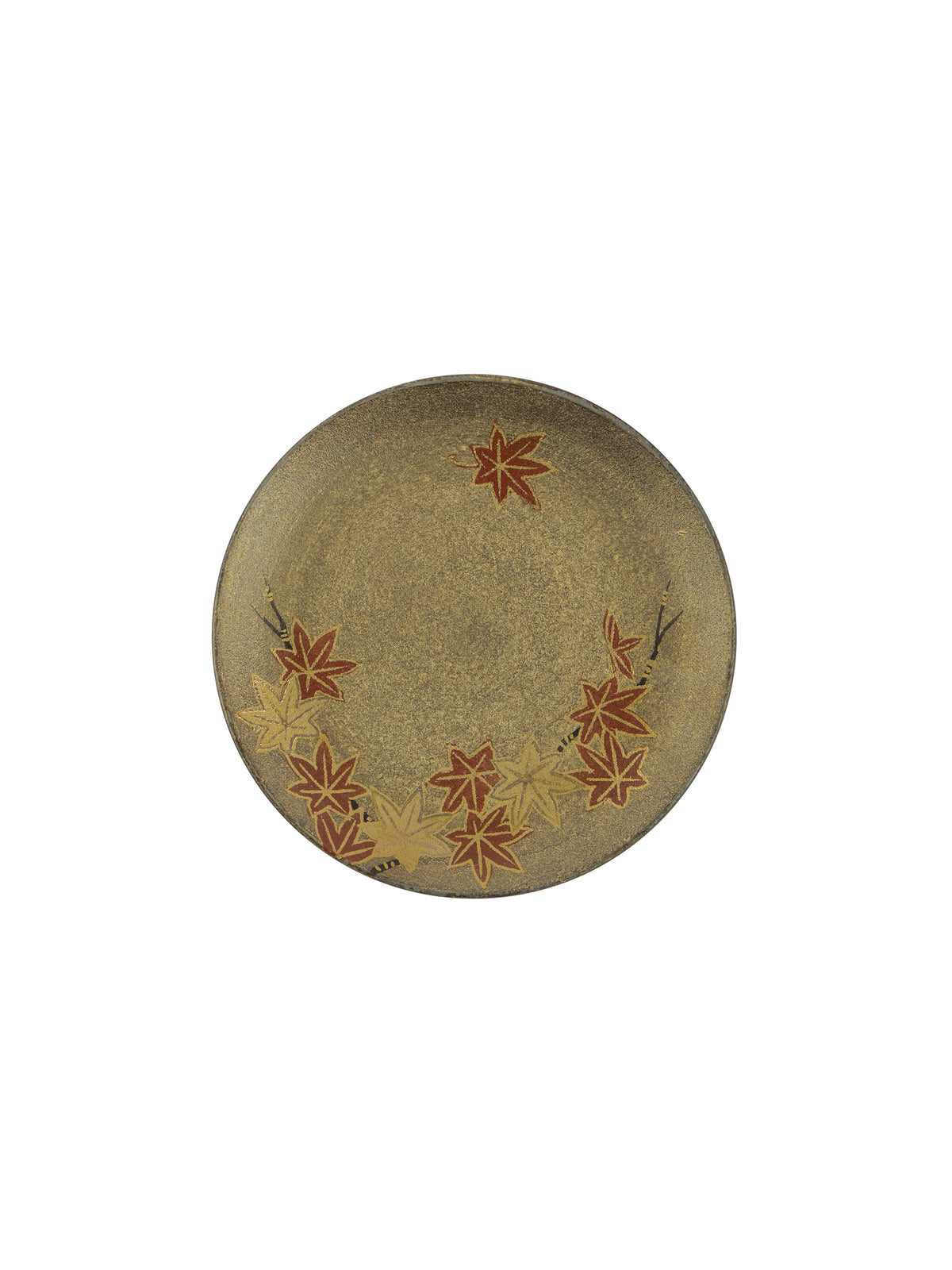 Japanese Ceramic Gold Botanical Mamezara Plate Japanese Maple Weston Table