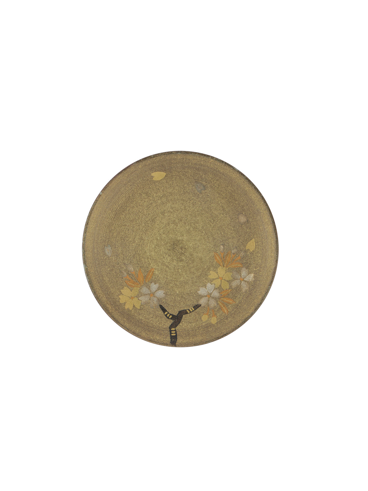 Japanese Ceramic Gold Botanical Mamezara Plate Plum Weston Table