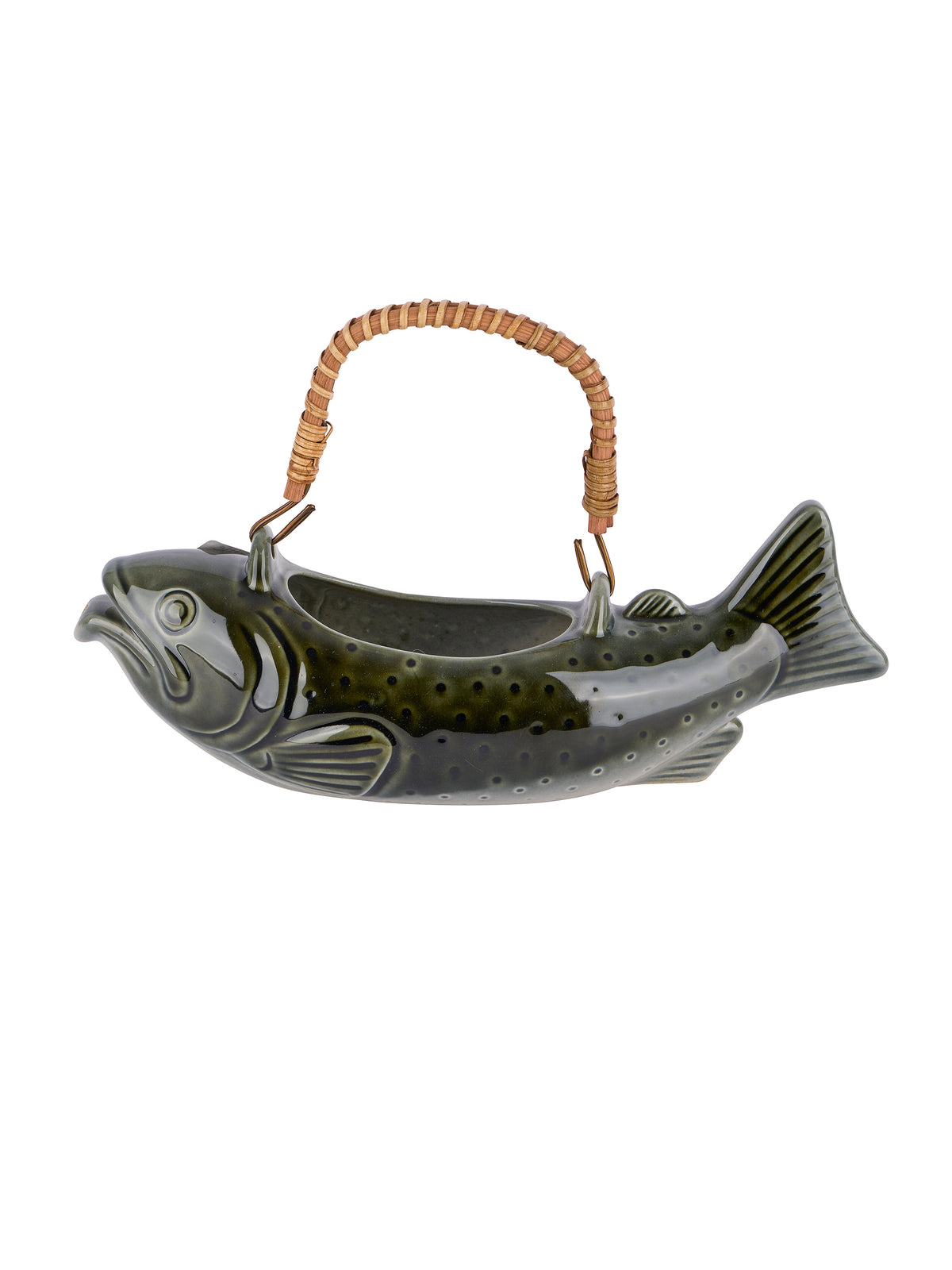 Japanese Porcelain Green Sake Fish Pitcher Weston Table