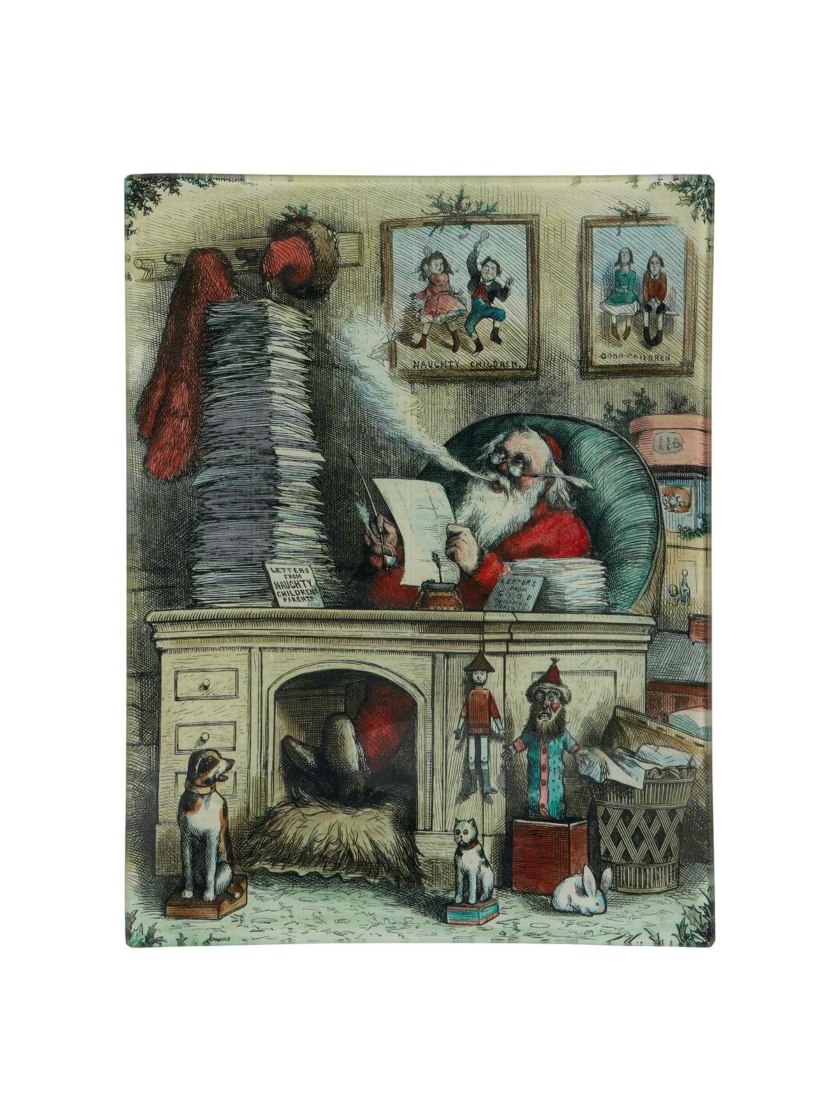 John Derian Naughty or Nice Rectangular Tray Weston Table