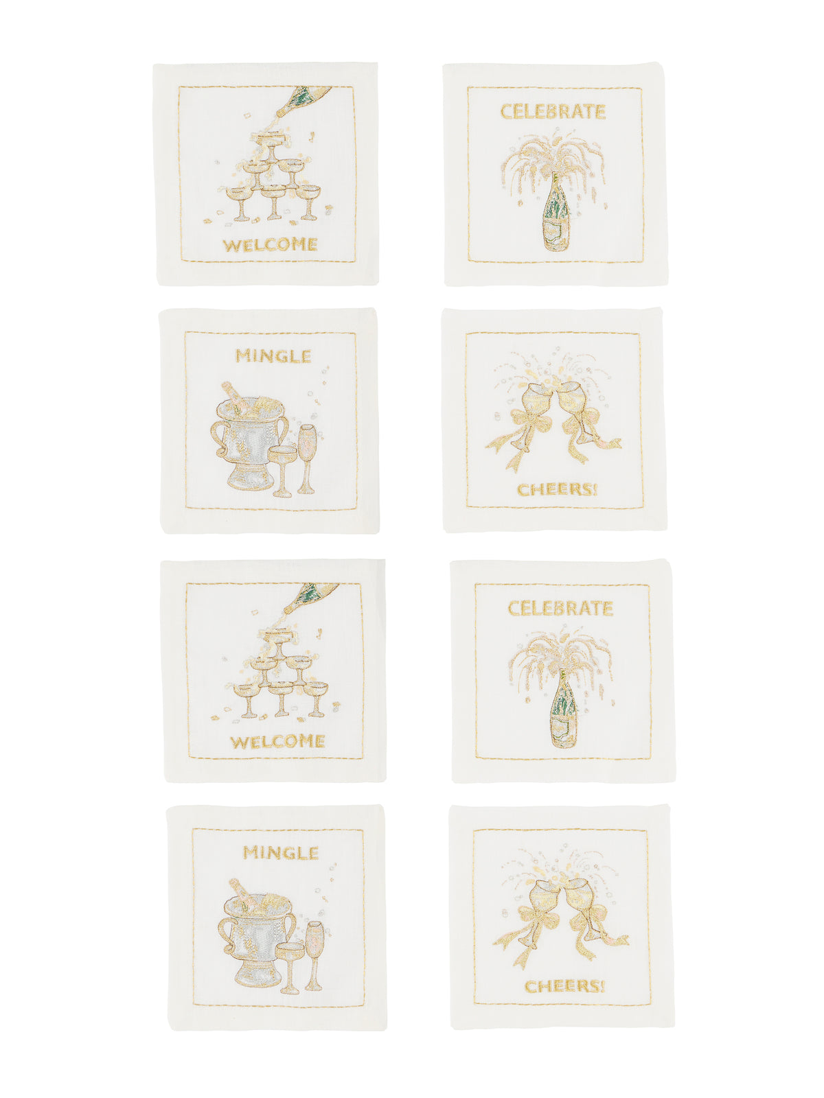 Kim Seybert Cheers Cocktail Napkin Set of Eight Weston Table
