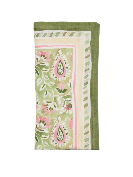 Kim Seybert Mira Napkin Set in Green and Pink Weston Table