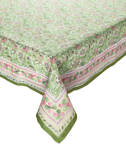 Kim Seybert Mira Tablecloth Green and Pink Weston Table