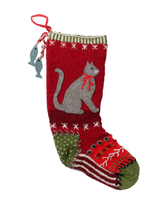 Kitten Wool Knit Christmas Stocking