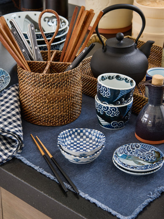 Koushi Blue Gingham Condiment Bowl Weston Table