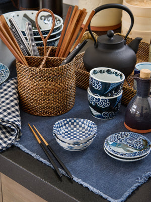  Koushi Blue Gingham Condiment Bowl Weston Table 