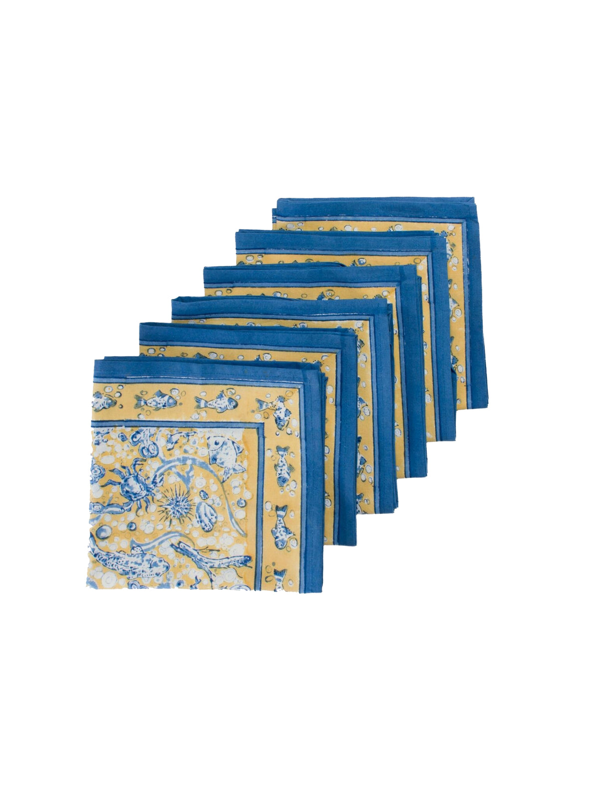 La Mer Blue and Yellow Napkins Weston Table