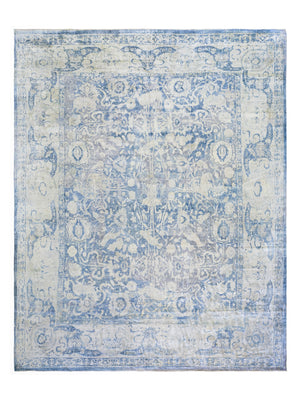  Landry & Arcari Heirloom Hand Knotted Blue and Silver Wool and Silk Rug Weston Table 