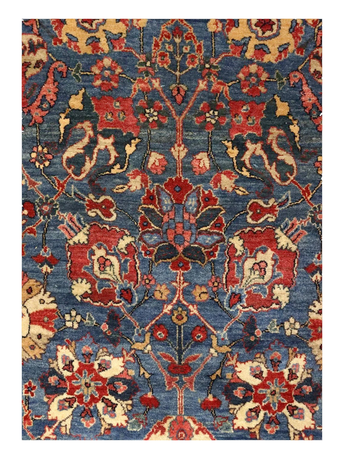 Landry & Arcari Bijar Blue and Crimson Persian Handwoven Rug Weston Table
