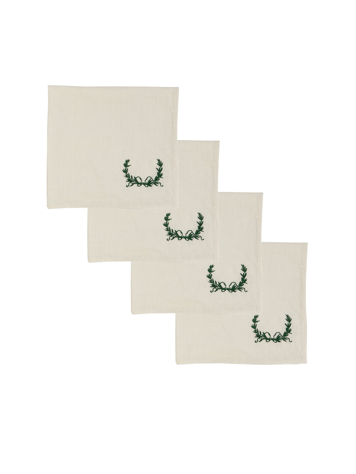 Laurel Leaf Embroidered Linen Napkins Set of Four Weston Table