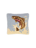 Leaping Brown Trout Hooked Wool Pillow Weston Table