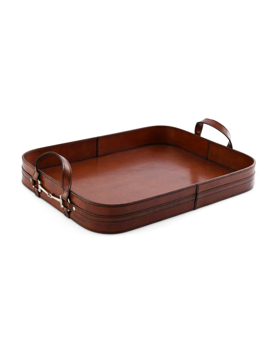 Leather Equestrian Serving Tray Weston Table