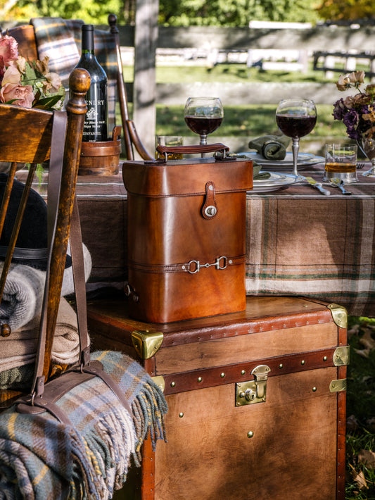 Leather Equestrian Wine Tote Weston Table