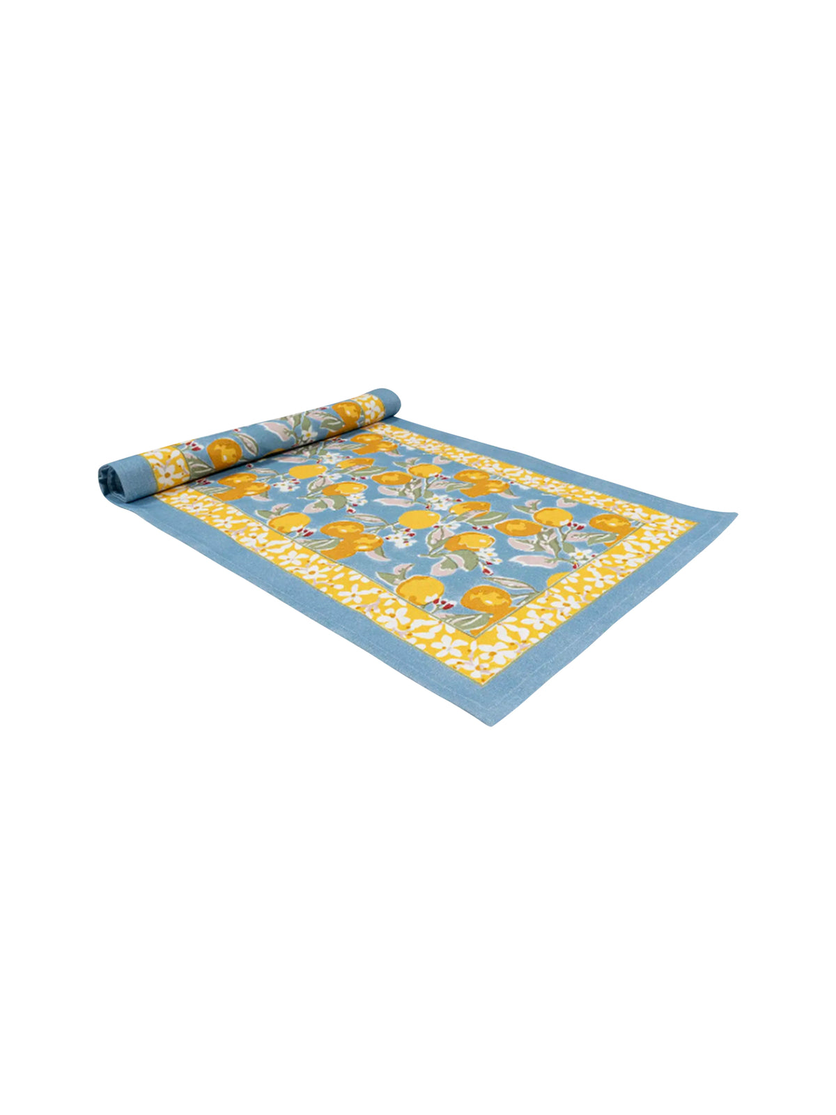 Lemon Yellow and Blue Table Runner