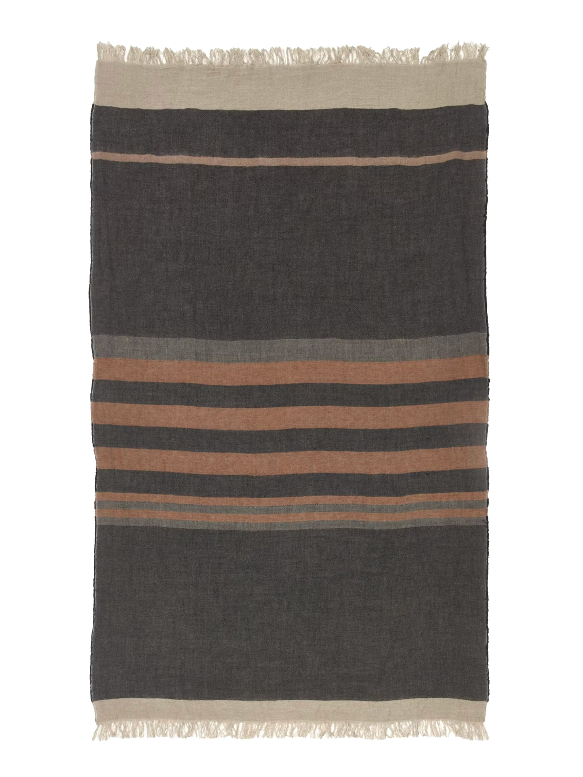 Libeco Belgian Throw Black Stripe Weston Table