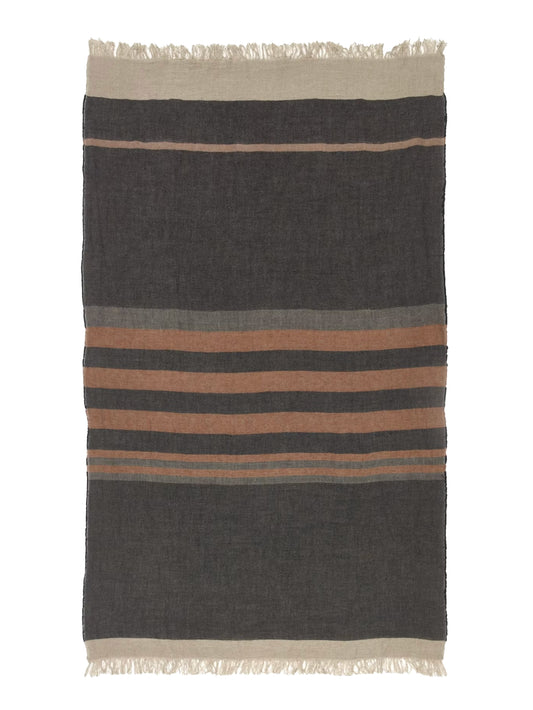 Libeco Belgian Throw Black Stripe Weston Table