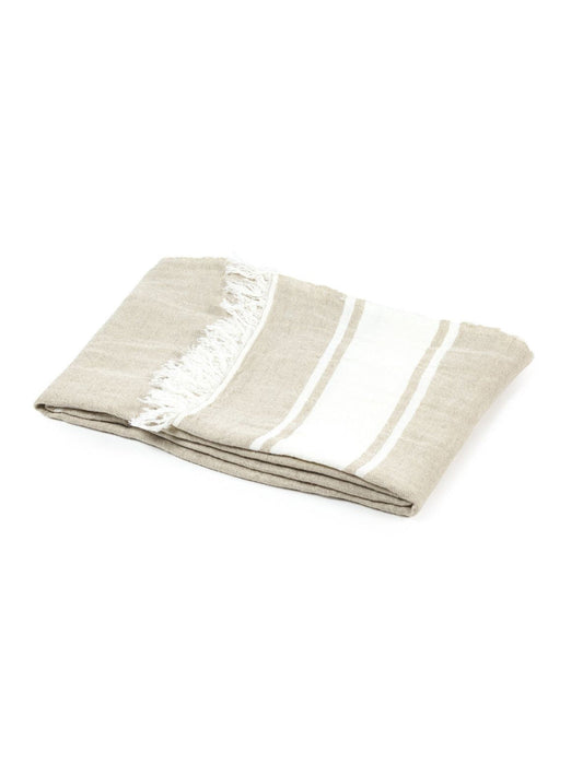 Libeco Belgian Throw Flax Stripe Weston Table