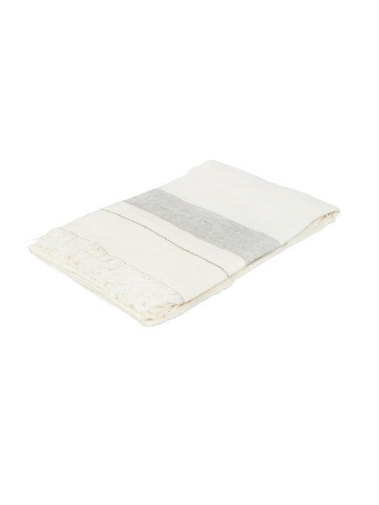 Libeco Belgian Throw Oyster Stripe Weston Table