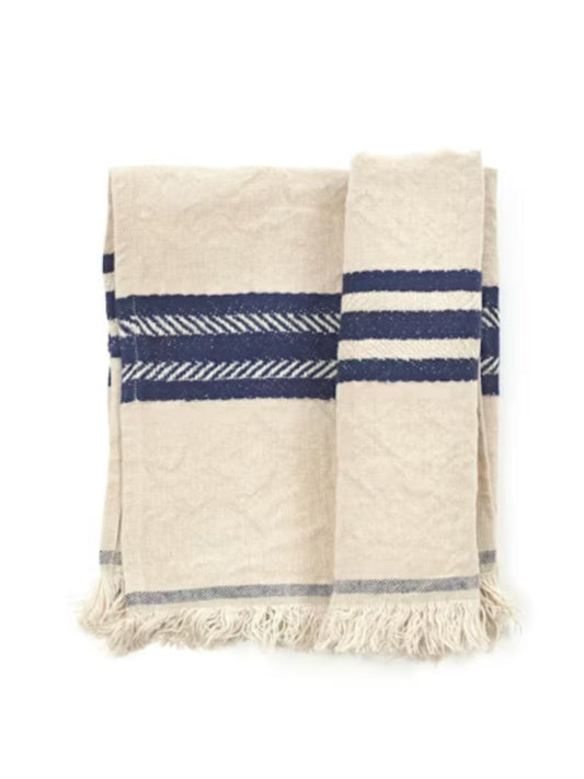 Libeco Indigo Stripe Linen Napkins Weston Table