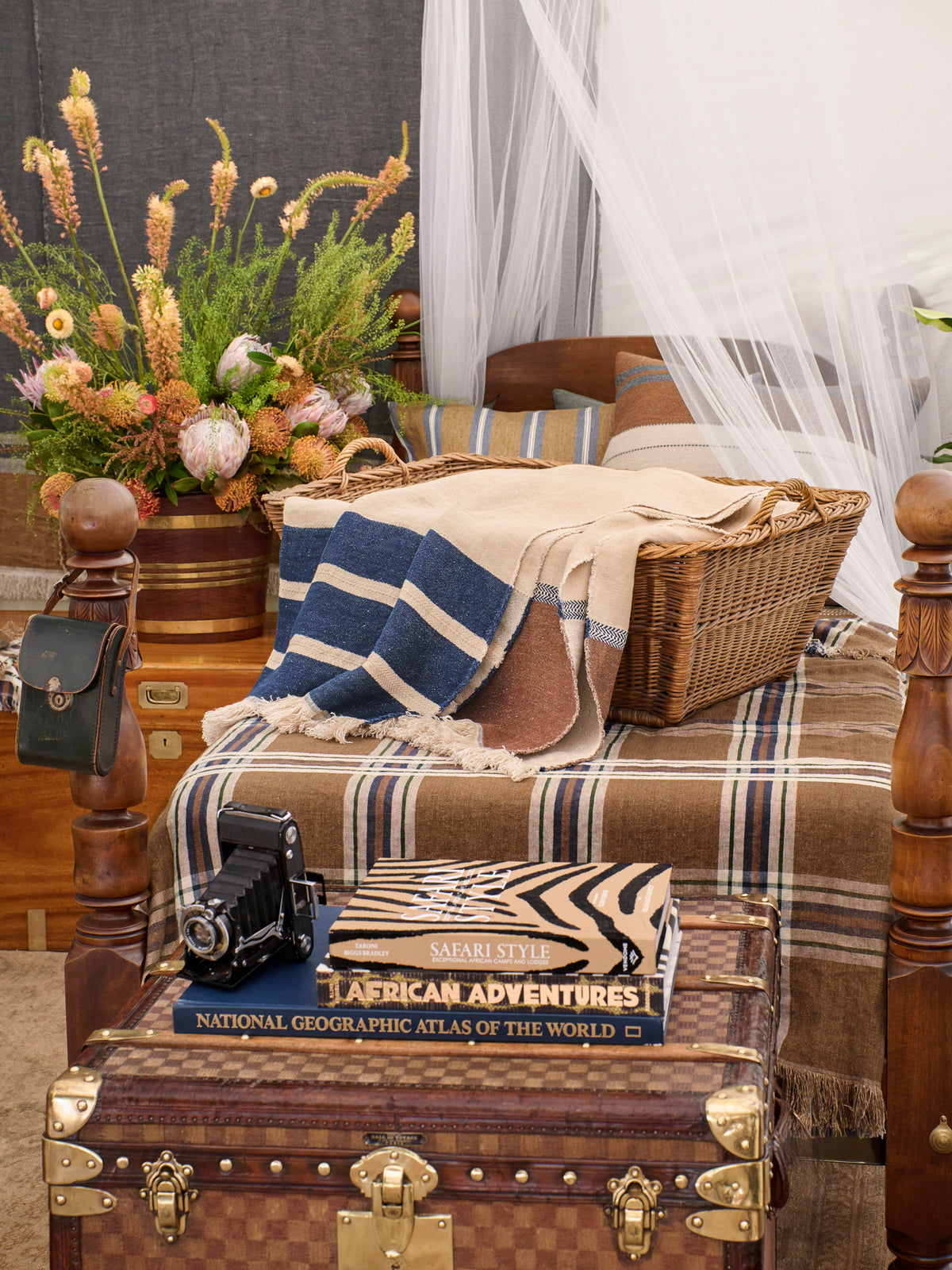 Libeco Marina Stripe Linen Throw Weston Table