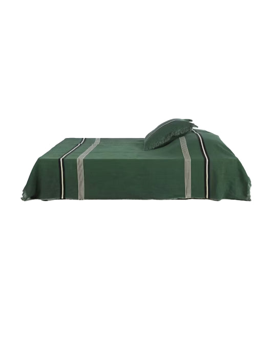 Libeco Nell Coverlet Stripe Racing Green Weston Table