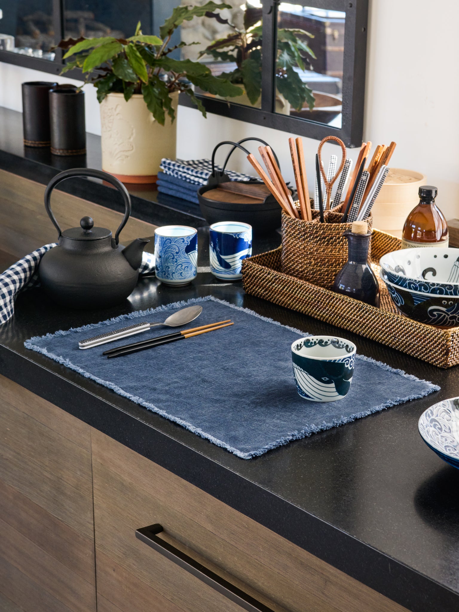 Libeco Pacific Petrol Linen Placemats Weston Table