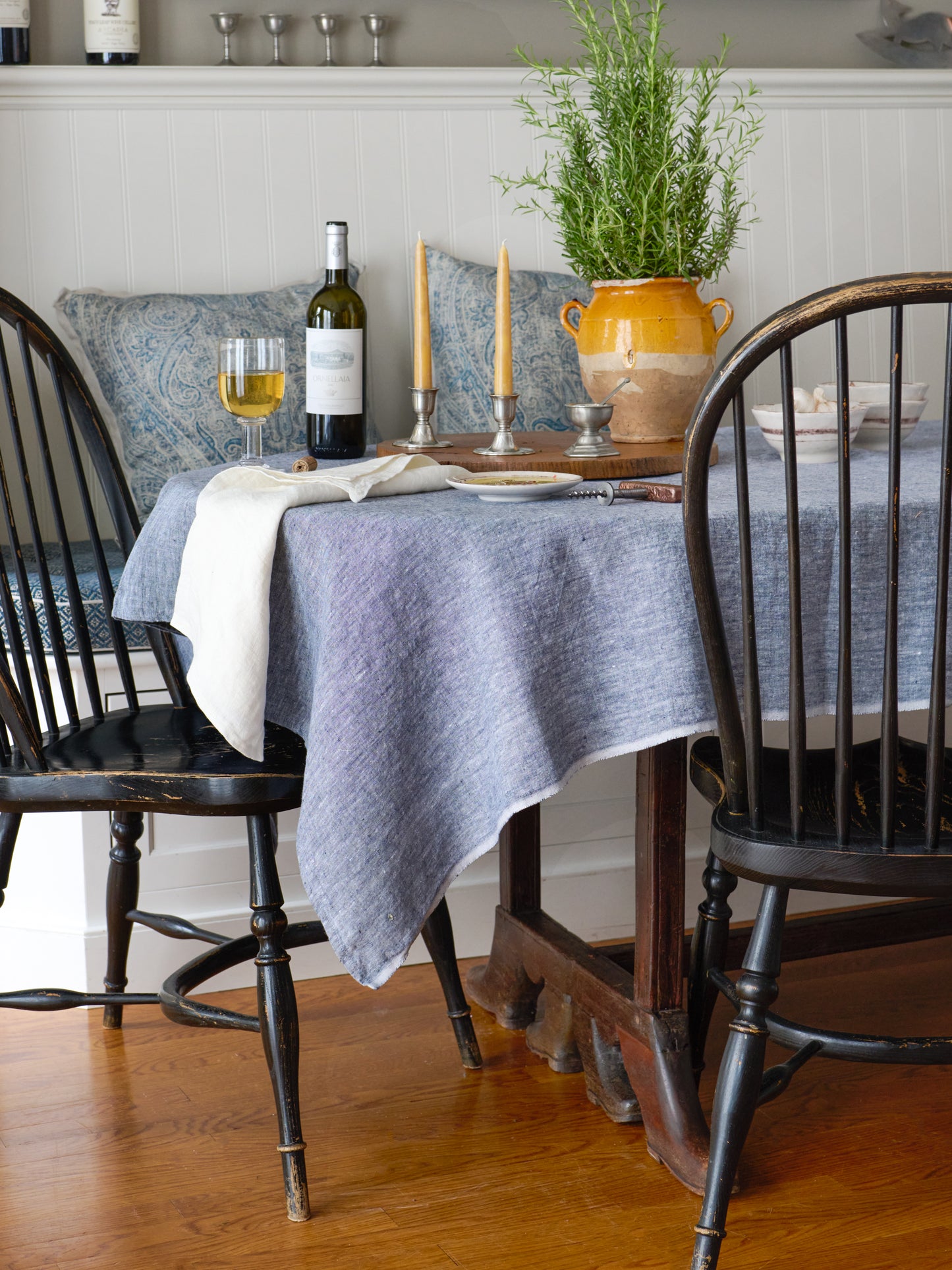 Linen Chambray Blue Tablecloth Weston Table