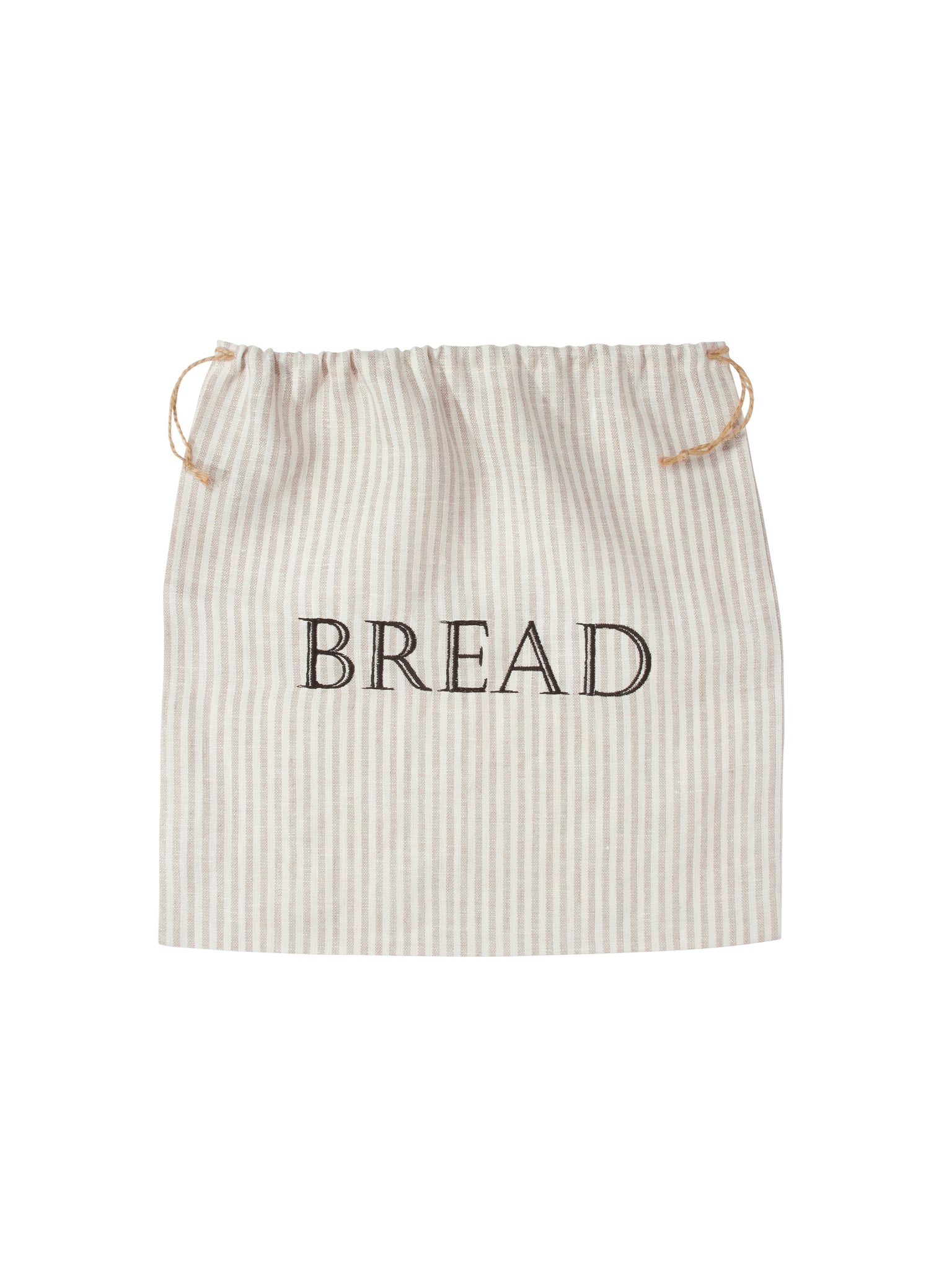 Linen Flax and Grey Stripe Bread Bag Weston Table